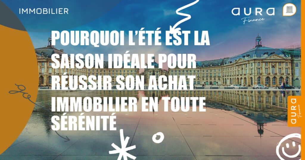Achat immobilier estival serein : image illustrant une maison lumineuse ensoleillée avec un agent immobilier et un couple heureux examinant des documents, symbolisant les avantages de l’été pour réussir son projet immobilier en toute tranquillité.
