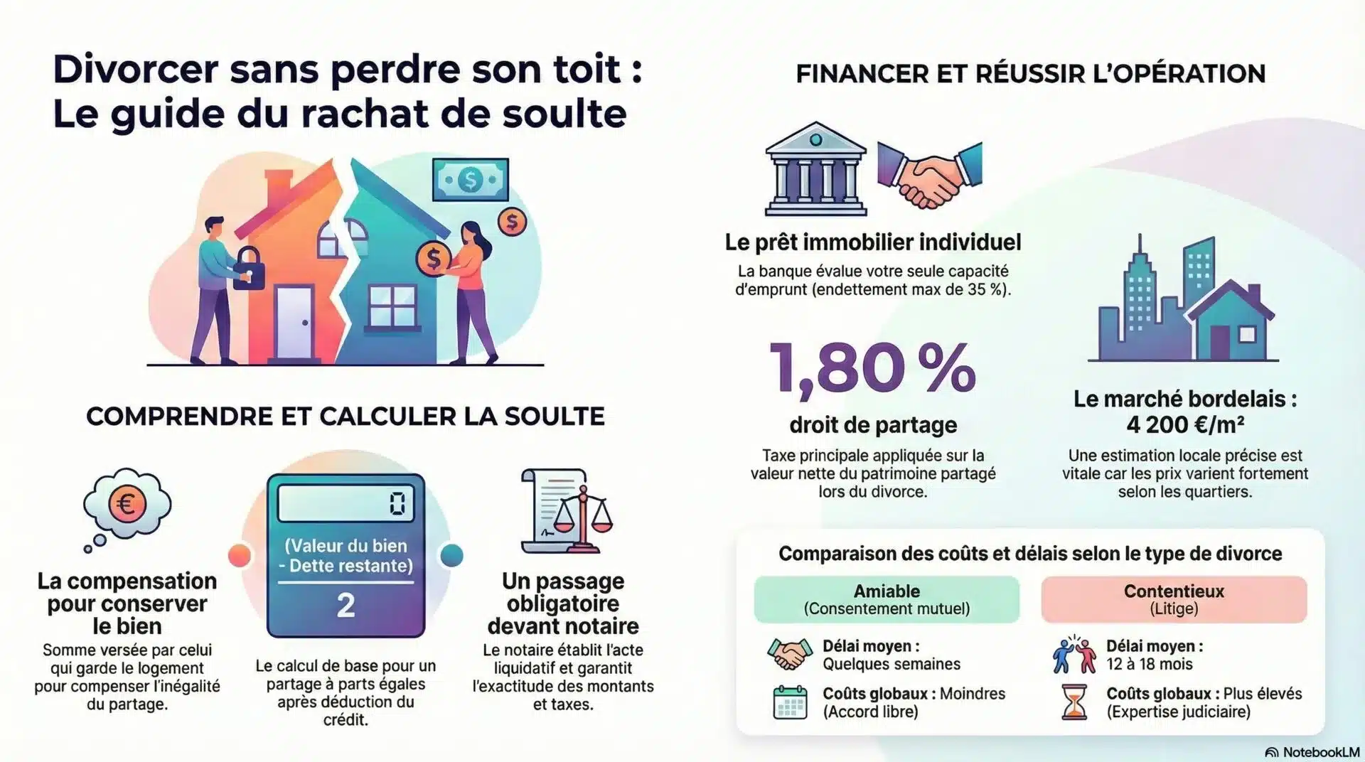 Infographie rachat de soulte divorce Bordeaux - Aura Finance