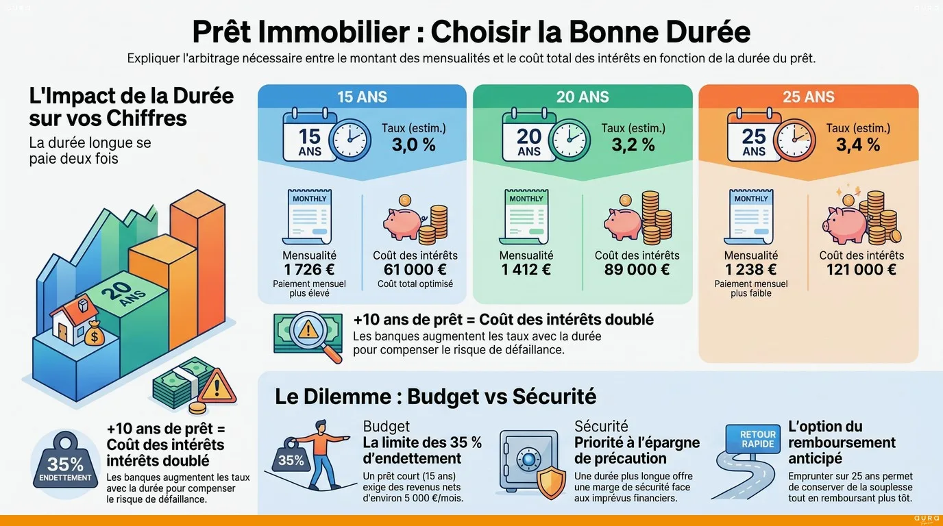 Infographie durée d'un prêt immobilier - Aura Finance