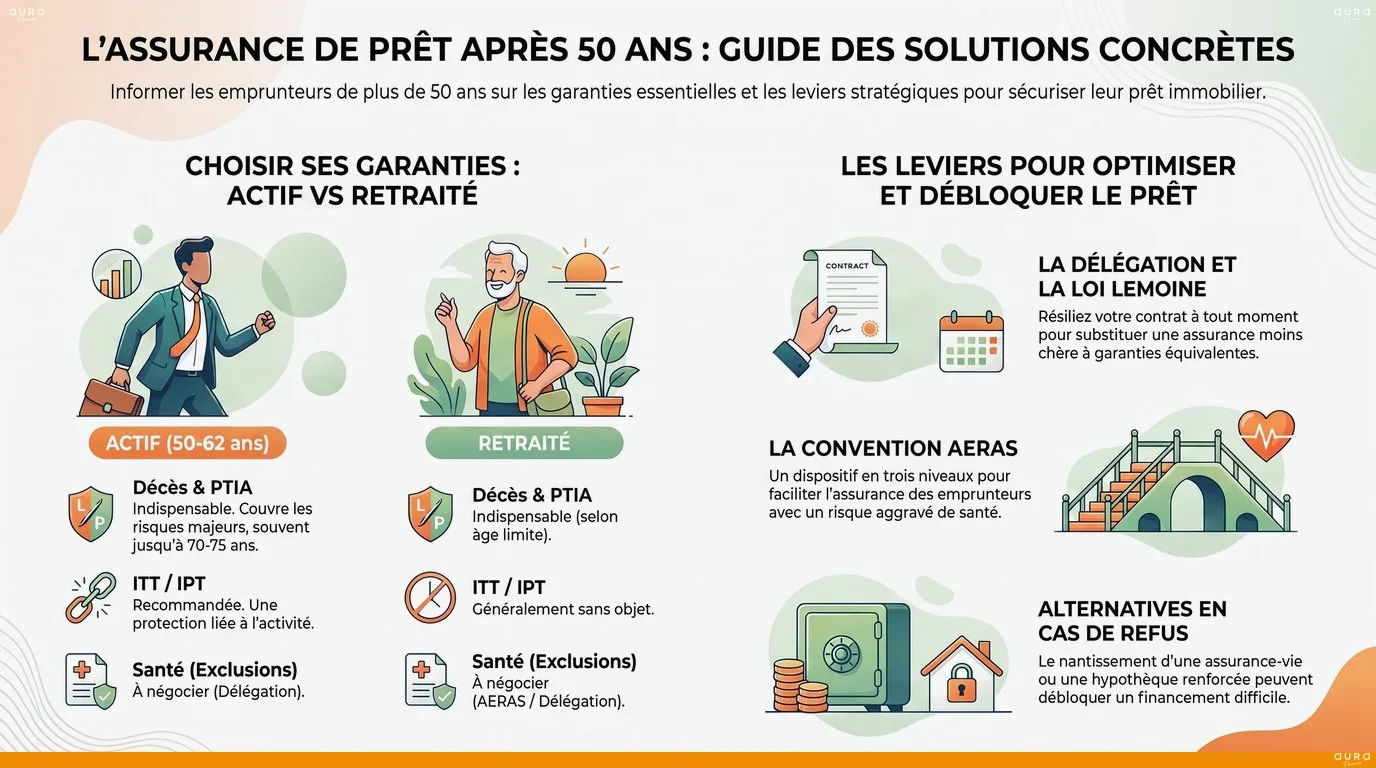 Infographie assurance emprunteur senior - Aura Finance