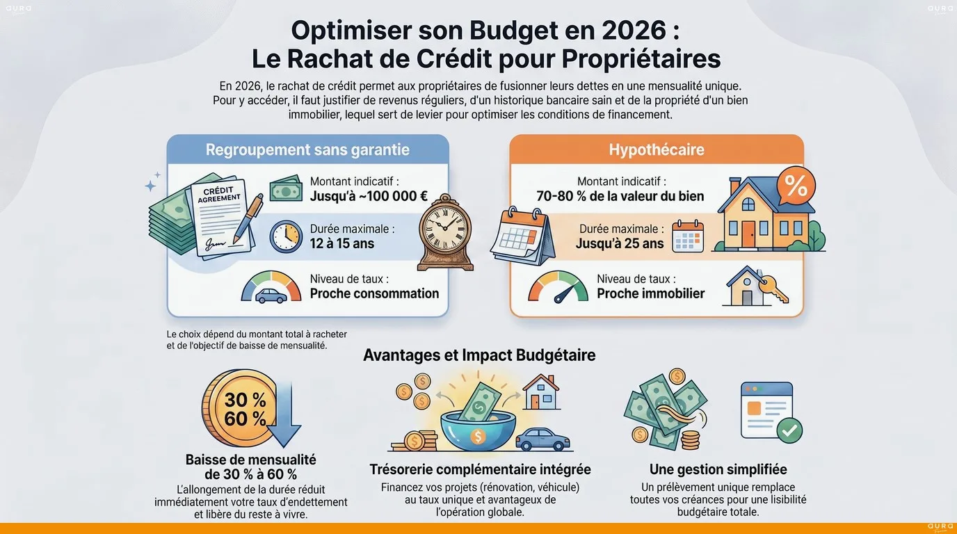 Infographie rachat de crédit propriétaire - Aura Finance