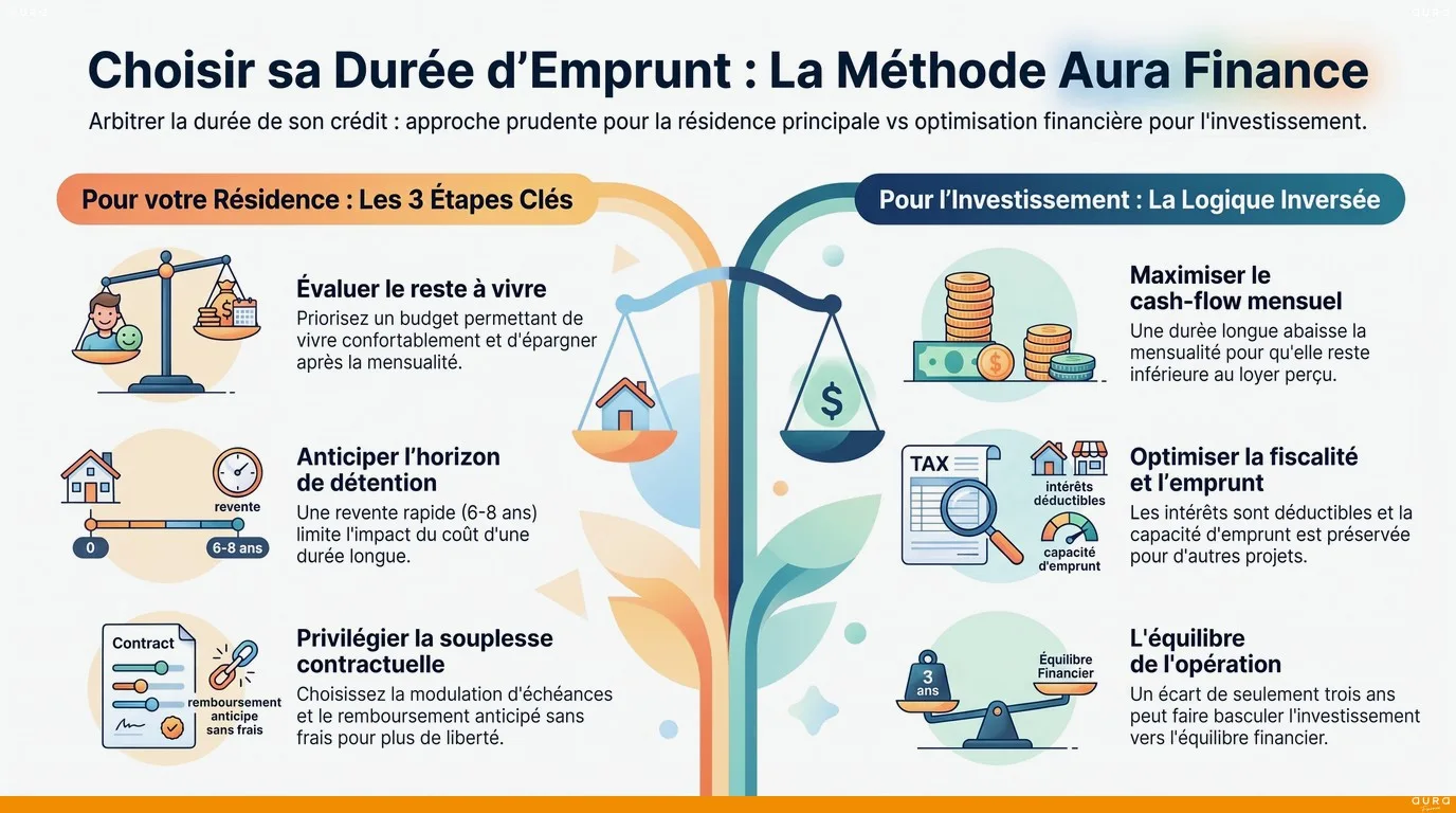 Infographie durée d'un prêt immobilier - Aura Finance