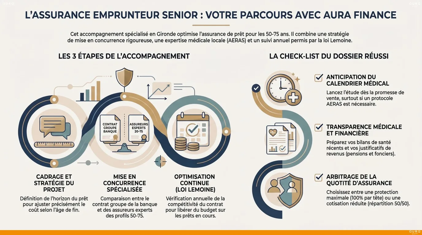 Infographie assurance emprunteur senior - Aura Finance