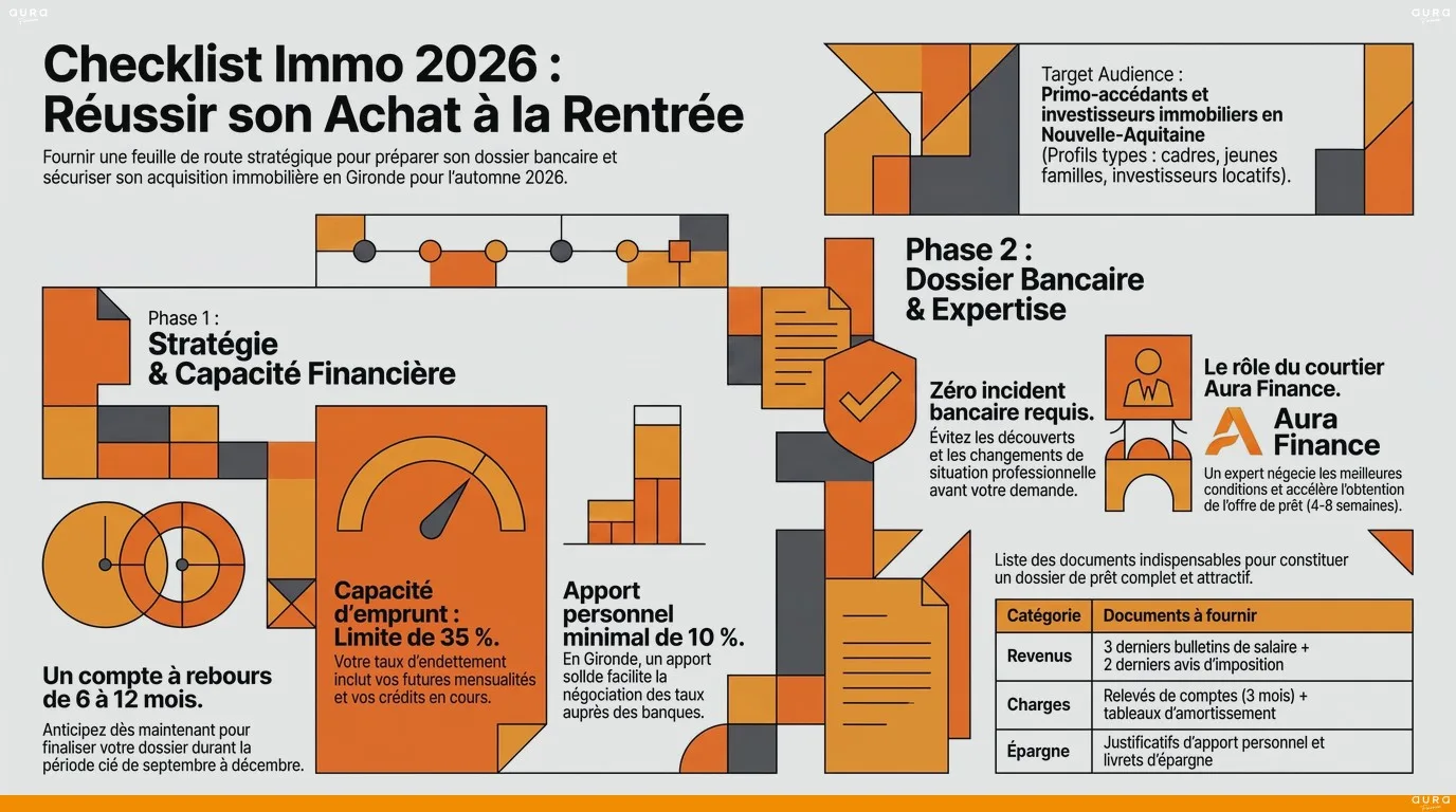 Infographie Préparer sa rentrée immobilière 2026 : checklist de l'acheteur - Aura Finance