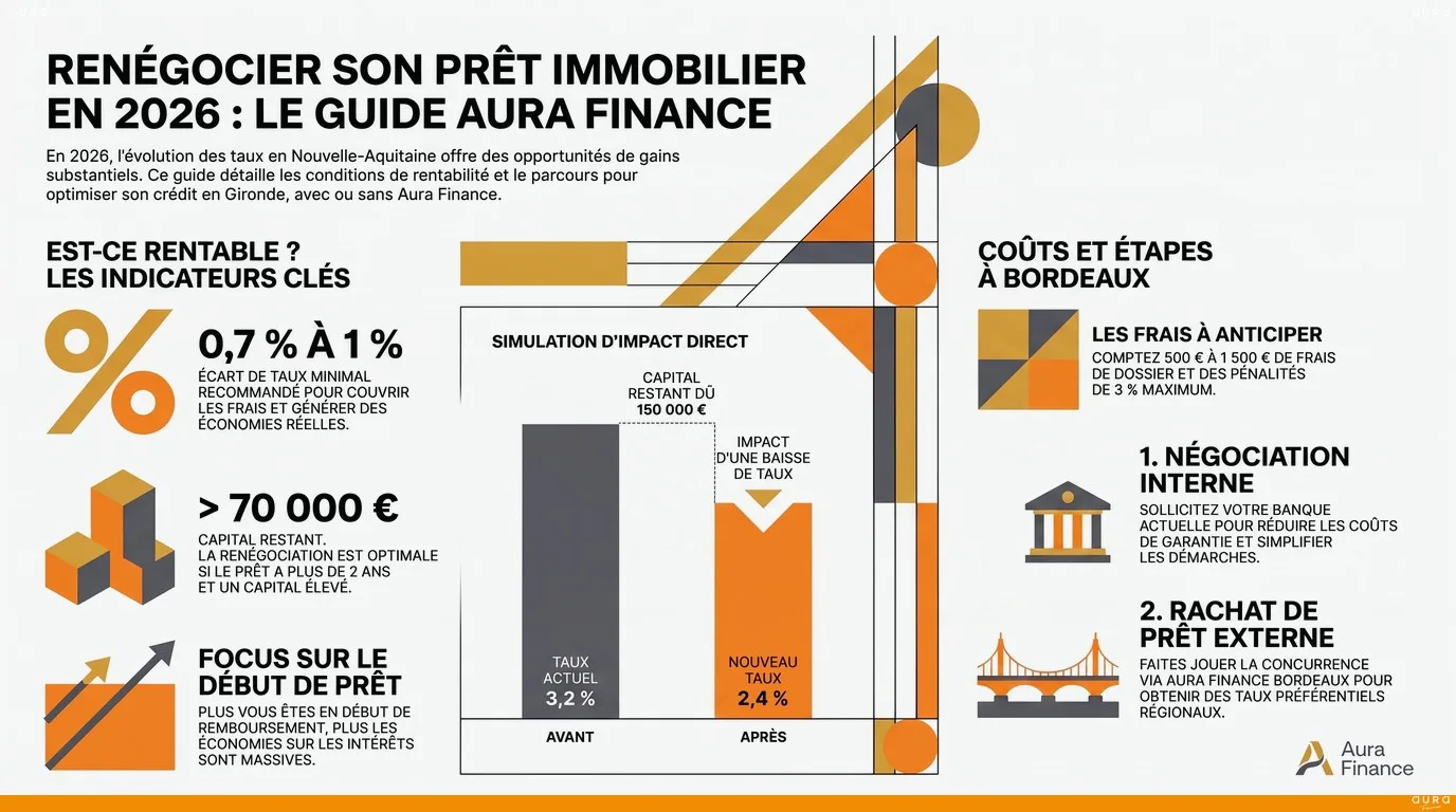 Infographie Renégociation prêt immobilier 2026 : quand et comment ? - Aura Finance