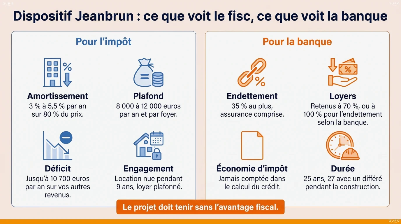 Dispositif Jeanbrun : ce que voit le fisc et ce que voit la banque, en deux colonnes