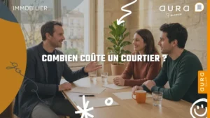 Un courtier explique ses honoraires à un jeune couple